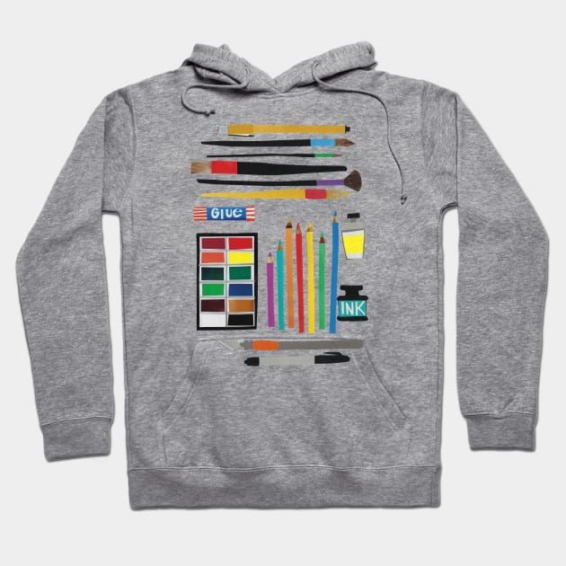 Art supplies collage Hoodie by jenblove